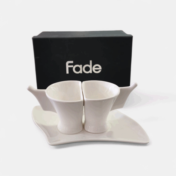 set 2 tazzine caffe con piattino in ceramica bianca