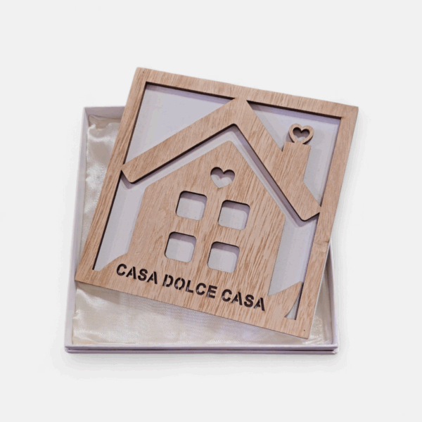 Bomboniera Casa “Casa Dolce Casa” in Legno Quadrifoglio